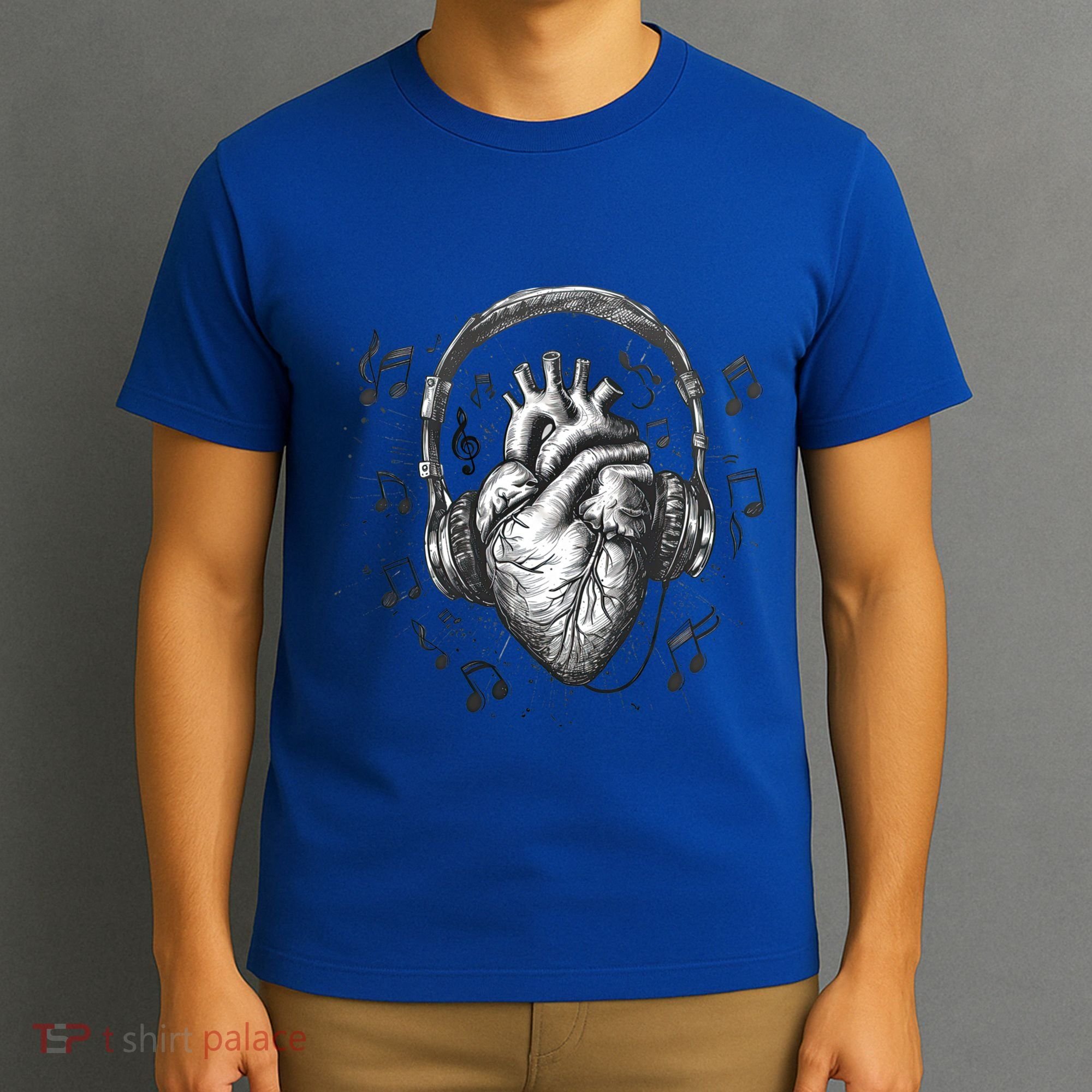 Dark Edgy Realistic Heart With Headphone Gothic Rock Cute Gift T-Shirt