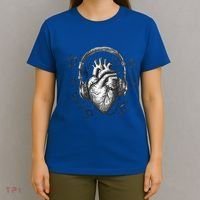 Dark Edgy Realistic Heart With Headphone Gothic Rock Cute Gift T-Shirt thumb 4