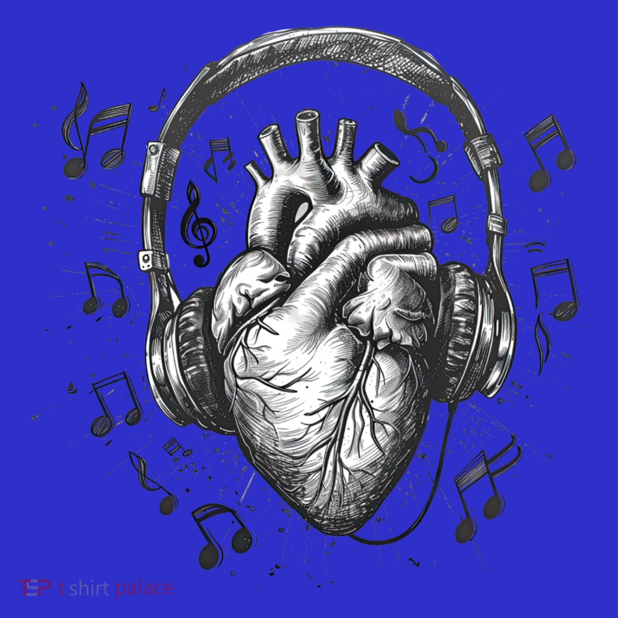 Dark Edgy Realistic Heart With Headphone Gothic Rock Cute Gift T-Shirt