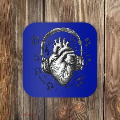 Dark Edgy Realistic Heart With Headphone Gothic Rock Cute Gift Coaster