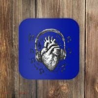 Dark Edgy Realistic Heart With Headphone Gothic Rock Cute Gift Coaster thumb 0