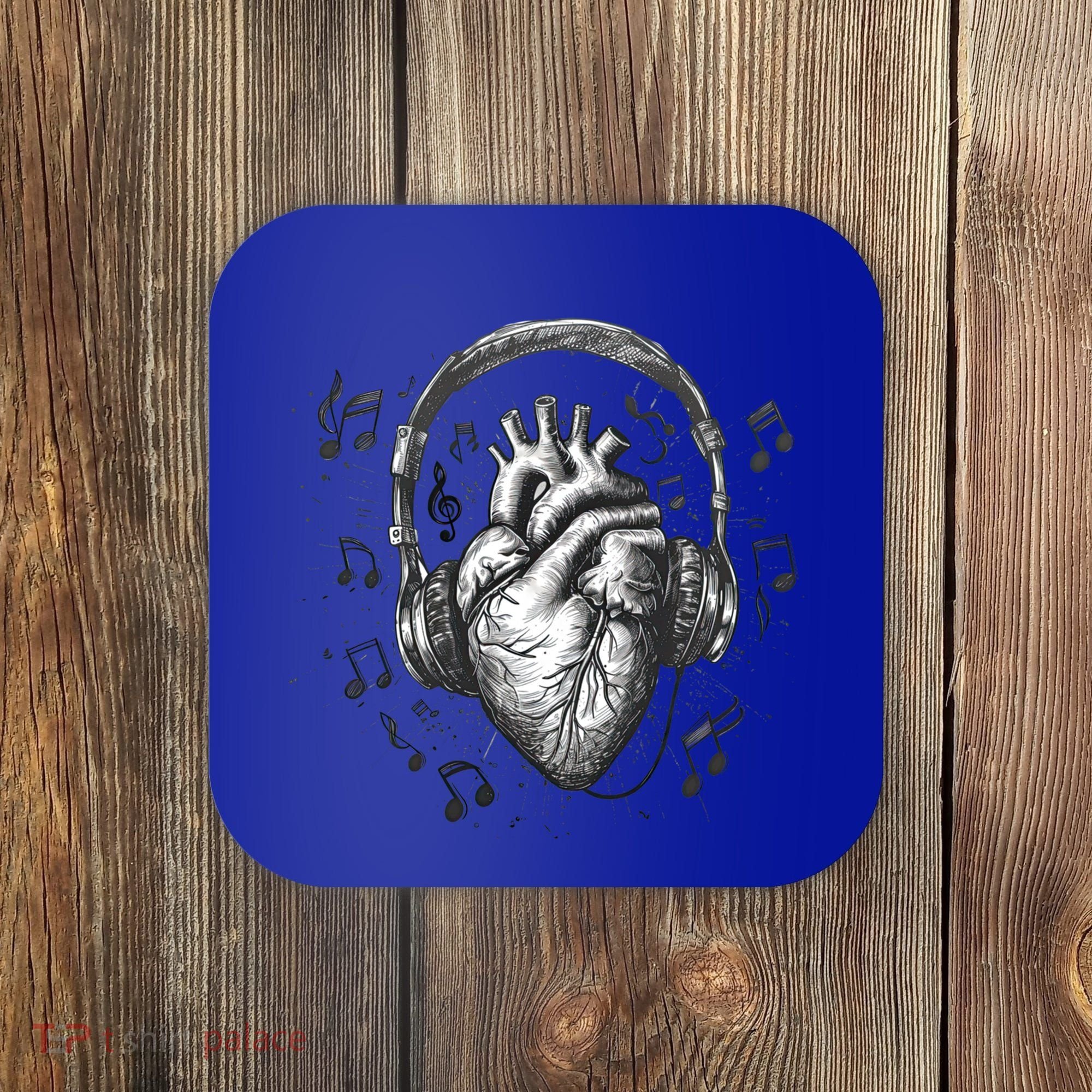 Dark Edgy Realistic Heart With Headphone Gothic Rock Cute Gift Coaster