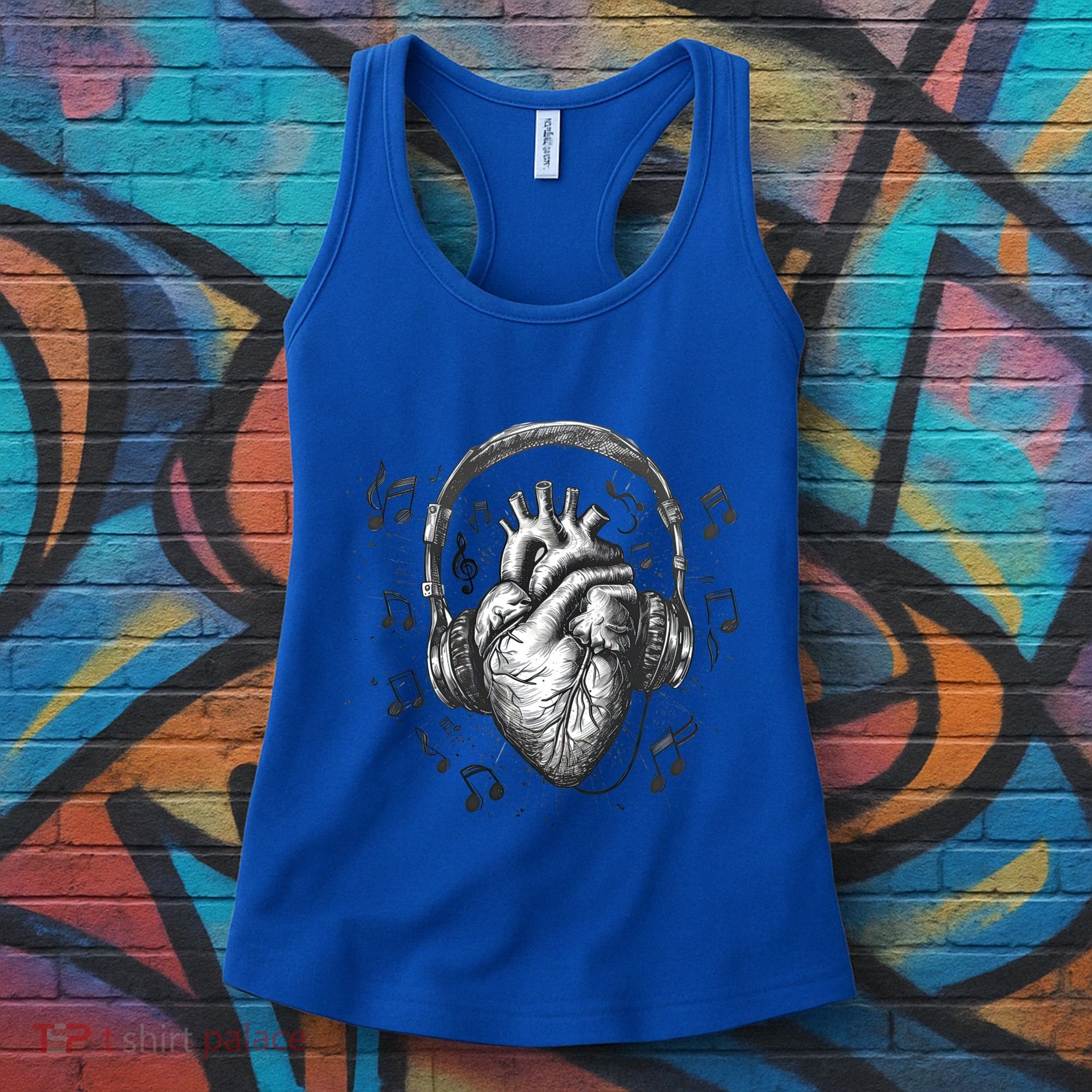 Dark Edgy Realistic Heart With Headphone Gothic Rock Cute Gift Women's Tank Top