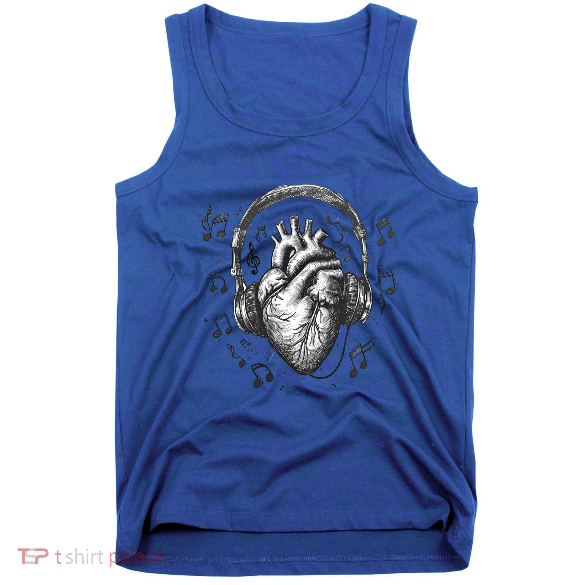 Dark Edgy Realistic Heart With Headphone Gothic Rock Cute Gift Tank Top
