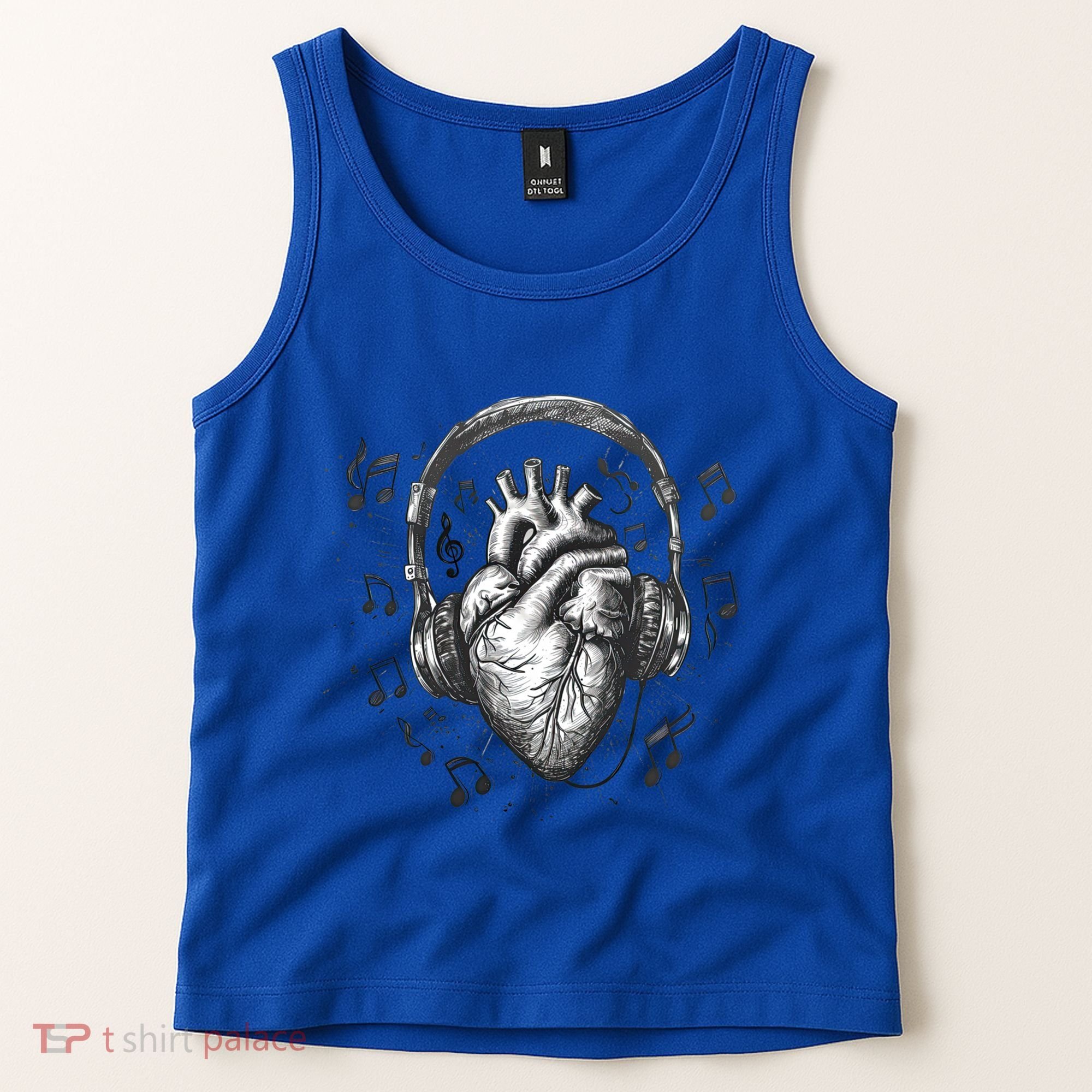 Dark Edgy Realistic Heart With Headphone Gothic Rock Cute Gift Tank Top
