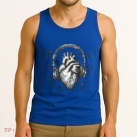 Dark Edgy Realistic Heart With Headphone Gothic Rock Cute Gift Tank Top thumb 3
