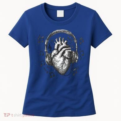 Dark Edgy Realistic Heart With Headphone Gothic Rock Cute Gift Women's T-Shirt