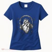 Dark Edgy Realistic Heart With Headphone Gothic Rock Cute Gift Women's T-Shirt thumb 0