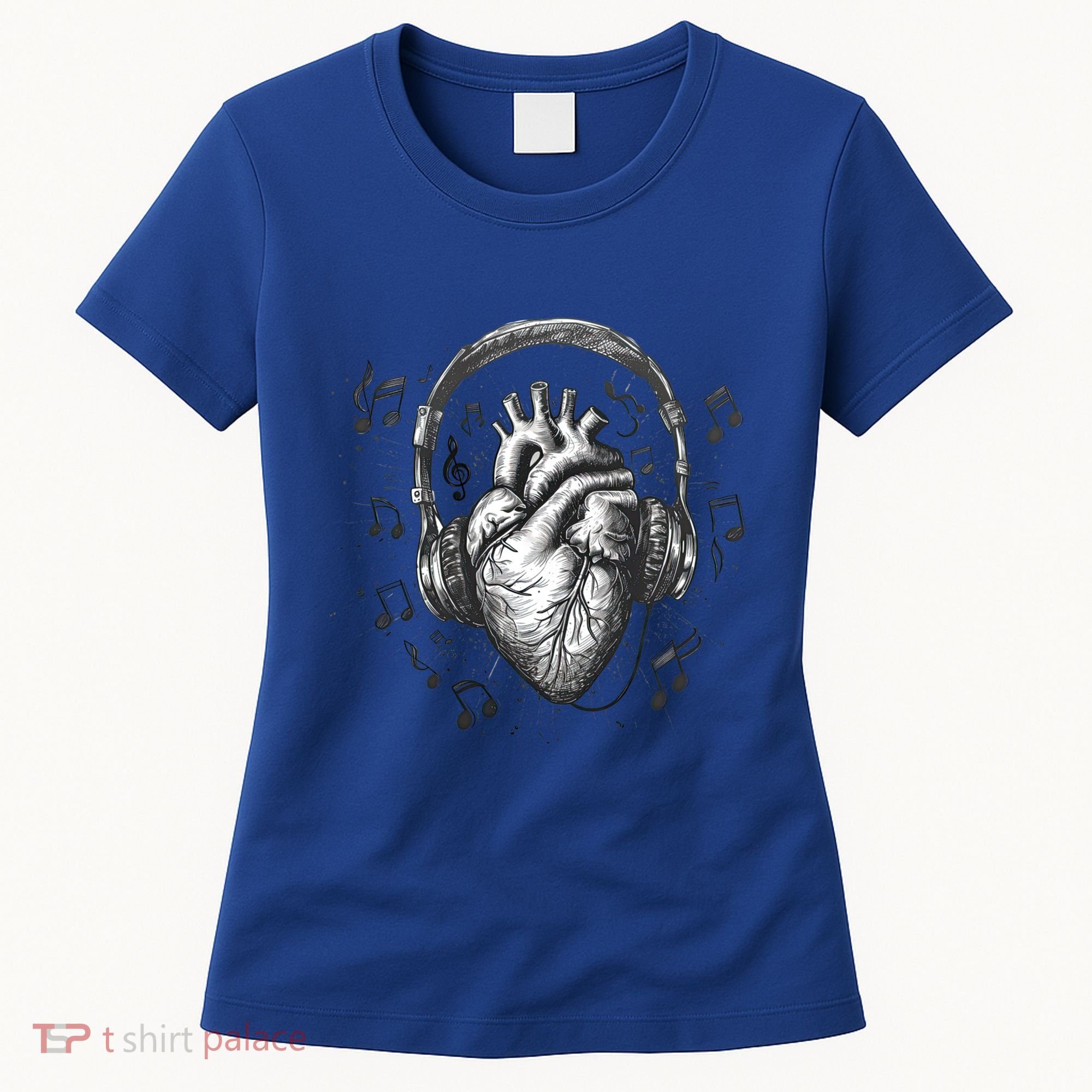 Dark Edgy Realistic Heart With Headphone Gothic Rock Cute Gift Women's T-Shirt