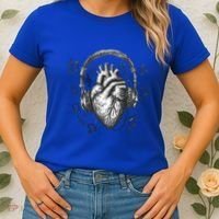 Dark Edgy Realistic Heart With Headphone Gothic Rock Cute Gift Women's T-Shirt thumb 2