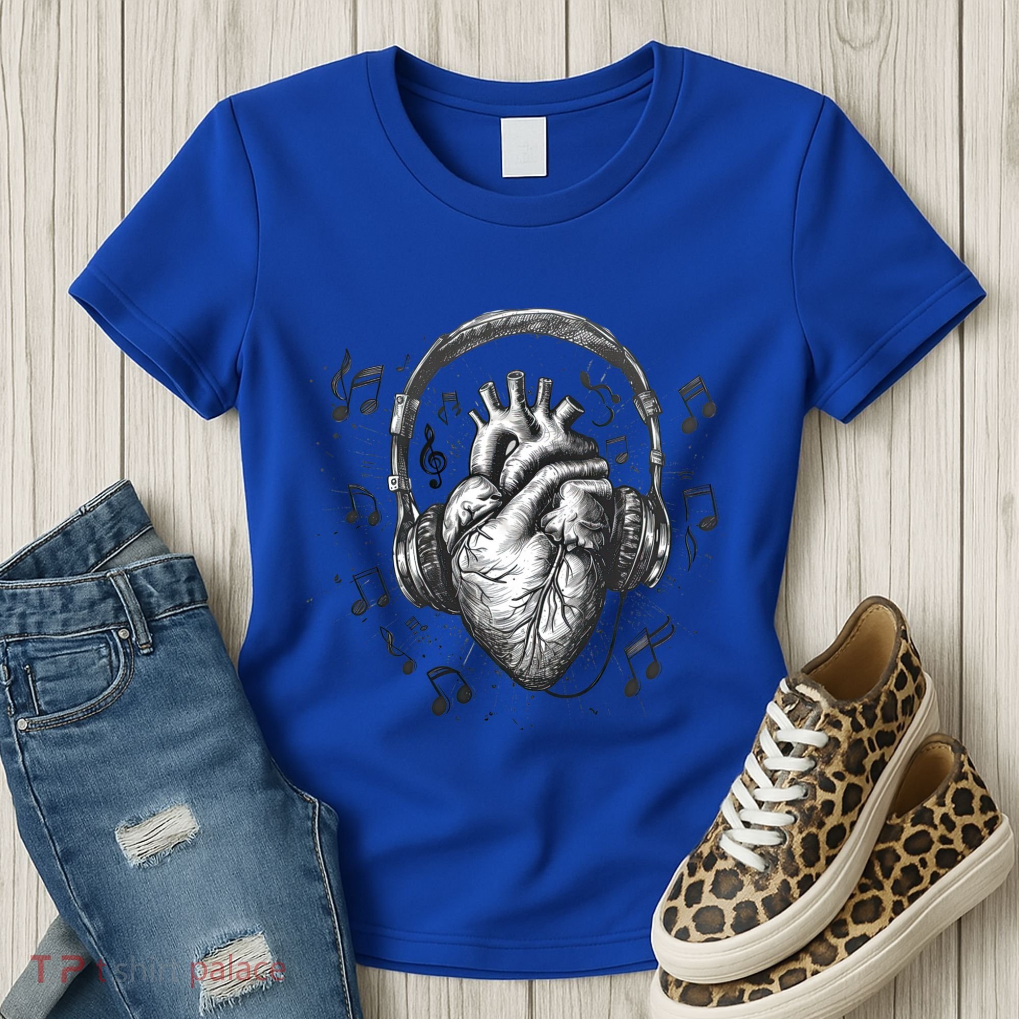 Dark Edgy Realistic Heart With Headphone Gothic Rock Cute Gift Women's T-Shirt