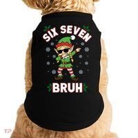Dabbing Elf Six Seven Bruh Christmas 67 Meme Xmas Doggie Tank thumb 0