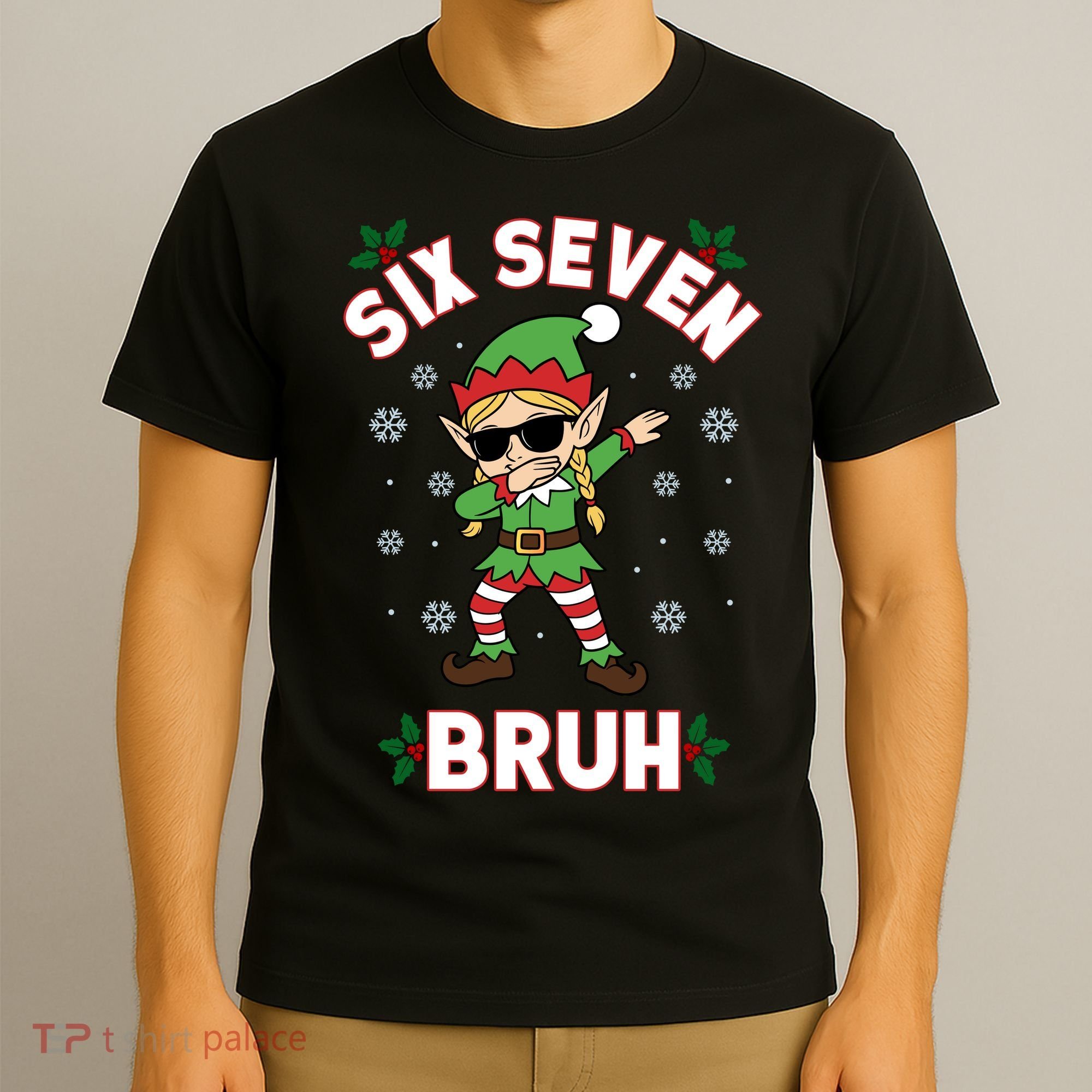 Dabbing Elf Six Seven Bruh Christmas 67 Meme Xmas T-Shirt