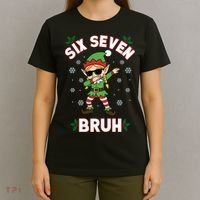 Dabbing Elf Six Seven Bruh Christmas 67 Meme Xmas T-Shirt thumb 4