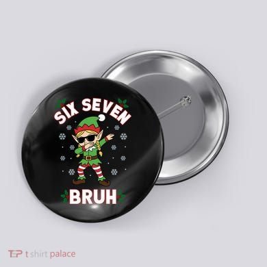 Dabbing Elf Six Seven Bruh Christmas 67 Meme Xmas Button