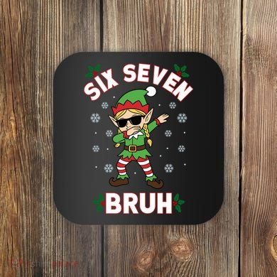 Dabbing Elf Six Seven Bruh Christmas 67 Meme Xmas Coaster