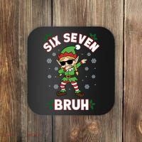 Dabbing Elf Six Seven Bruh Christmas 67 Meme Xmas Coaster thumb 0