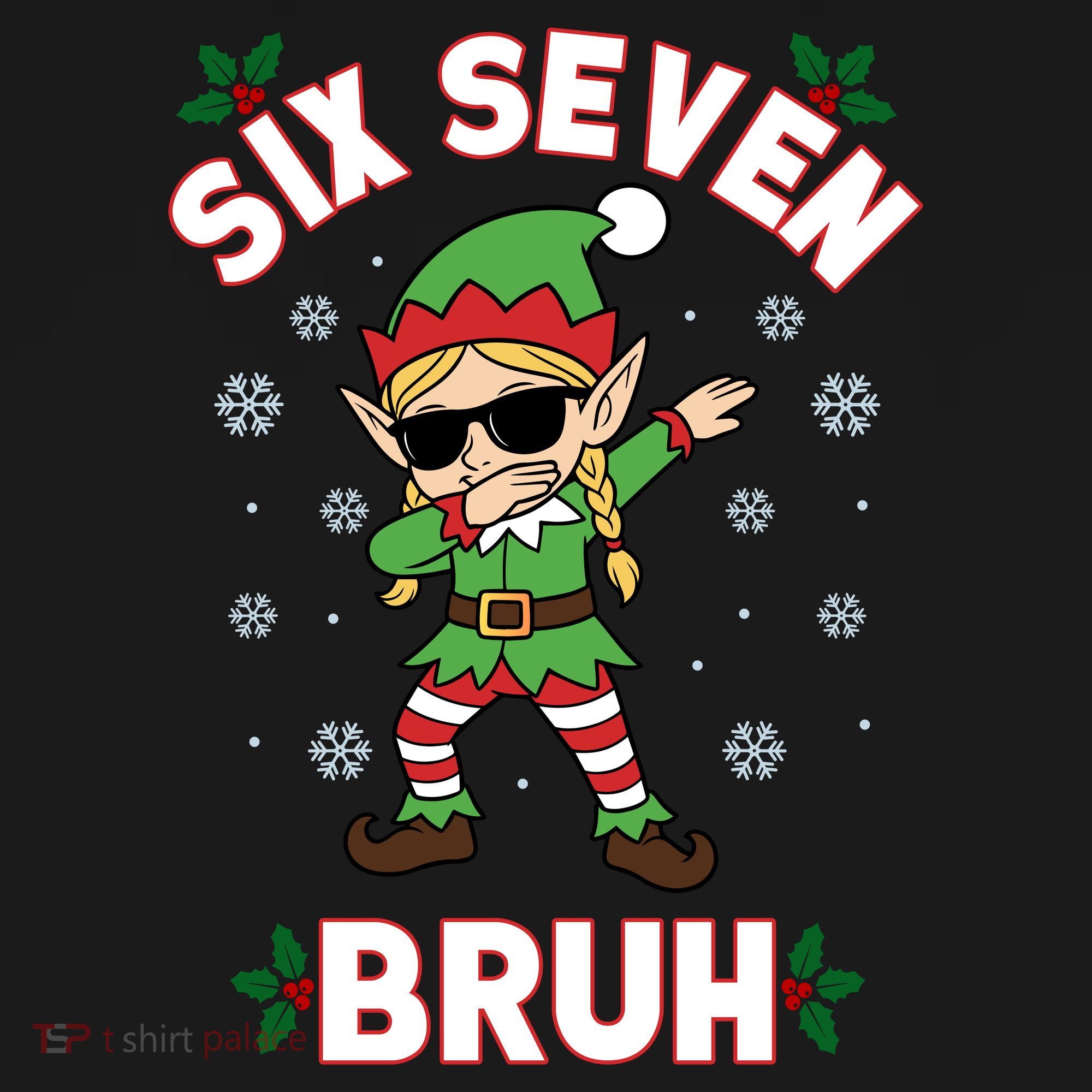 Dabbing Elf Six Seven Bruh Christmas 67 Meme Xmas Women's Hoodie