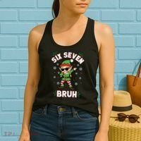 Dabbing Elf Six Seven Bruh Christmas 67 Meme Xmas Women's Tank Top thumb 2