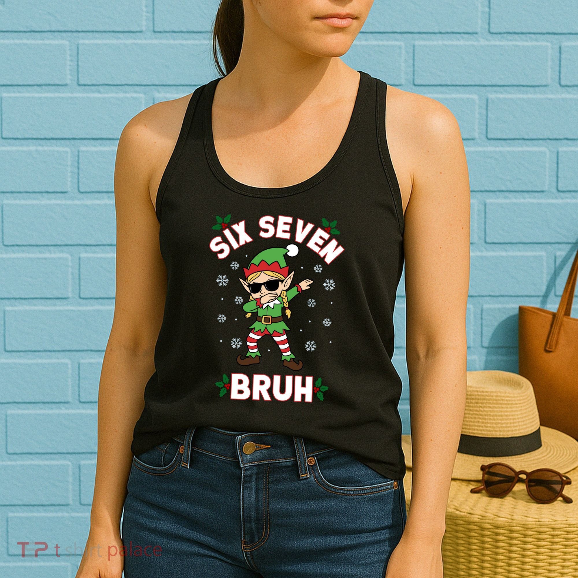 Dabbing Elf Six Seven Bruh Christmas 67 Meme Xmas Women's Tank Top