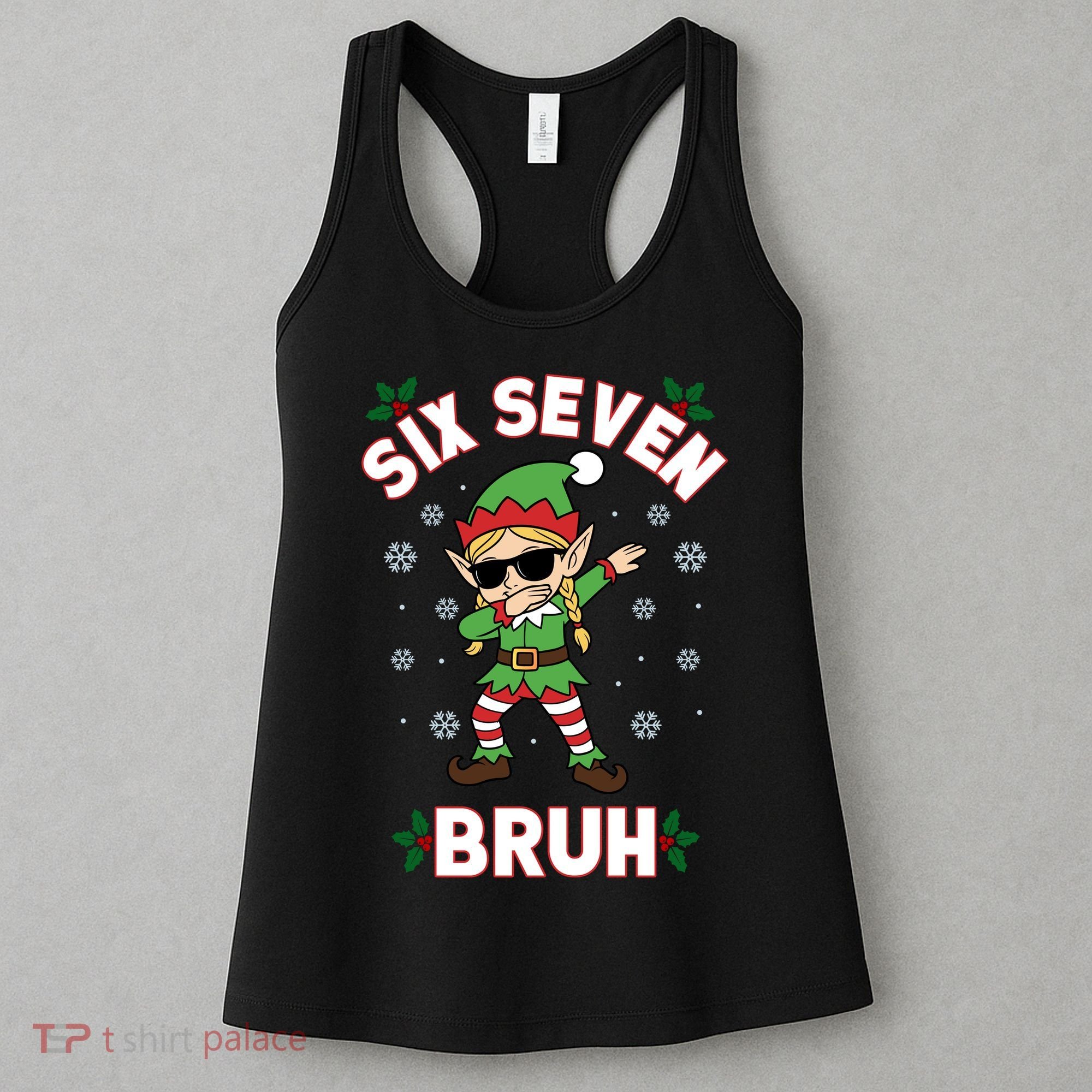 Dabbing Elf Six Seven Bruh Christmas 67 Meme Xmas Women's Tank Top