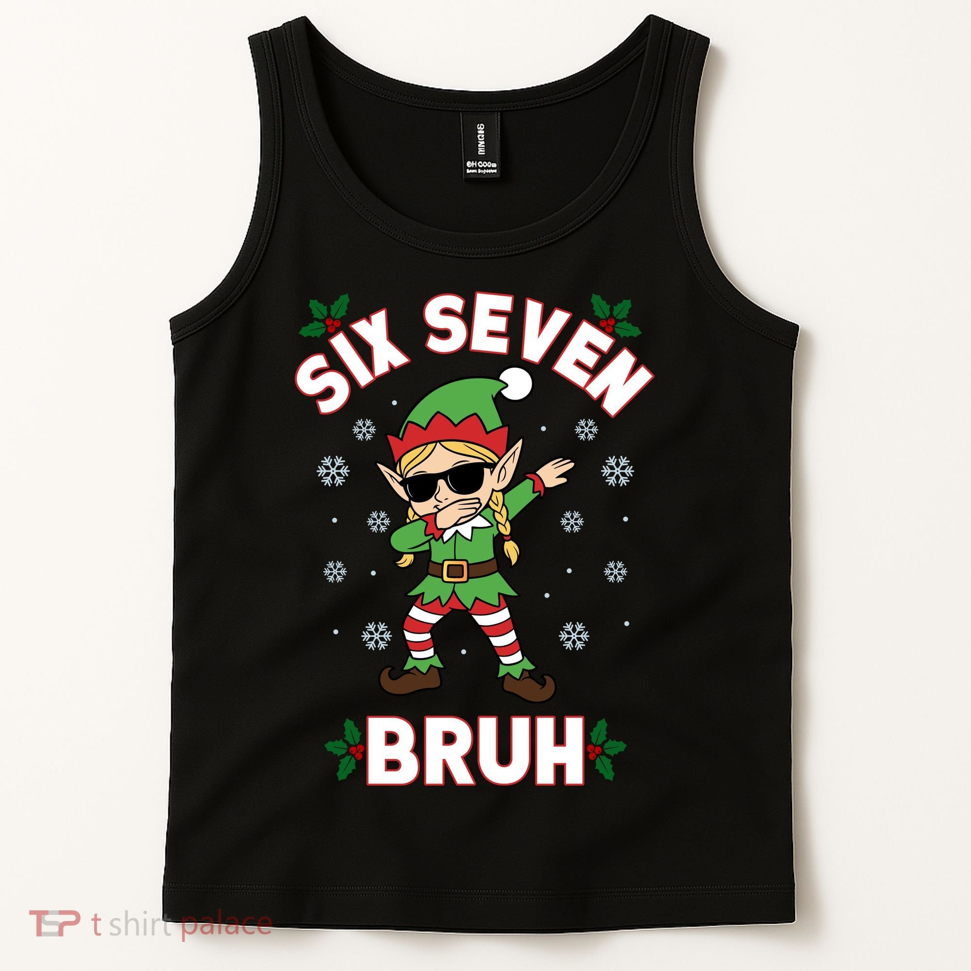 Dabbing Elf Six Seven Bruh Christmas 67 Meme Xmas Tank Top