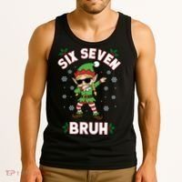 Dabbing Elf Six Seven Bruh Christmas 67 Meme Xmas Tank Top thumb 3