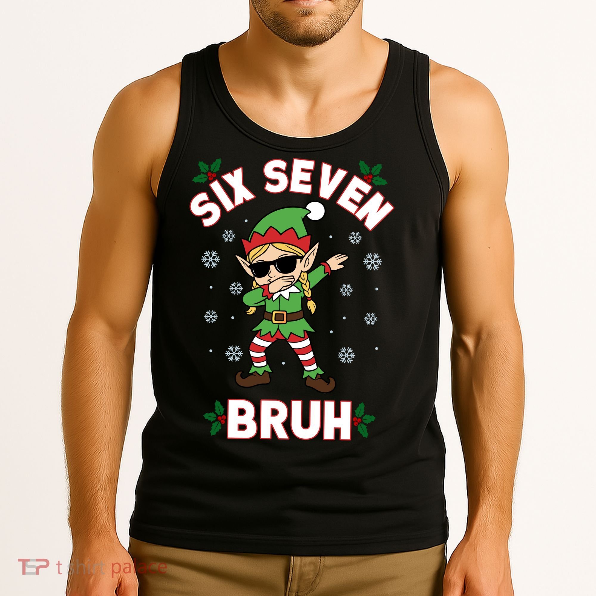 Dabbing Elf Six Seven Bruh Christmas 67 Meme Xmas Tank Top