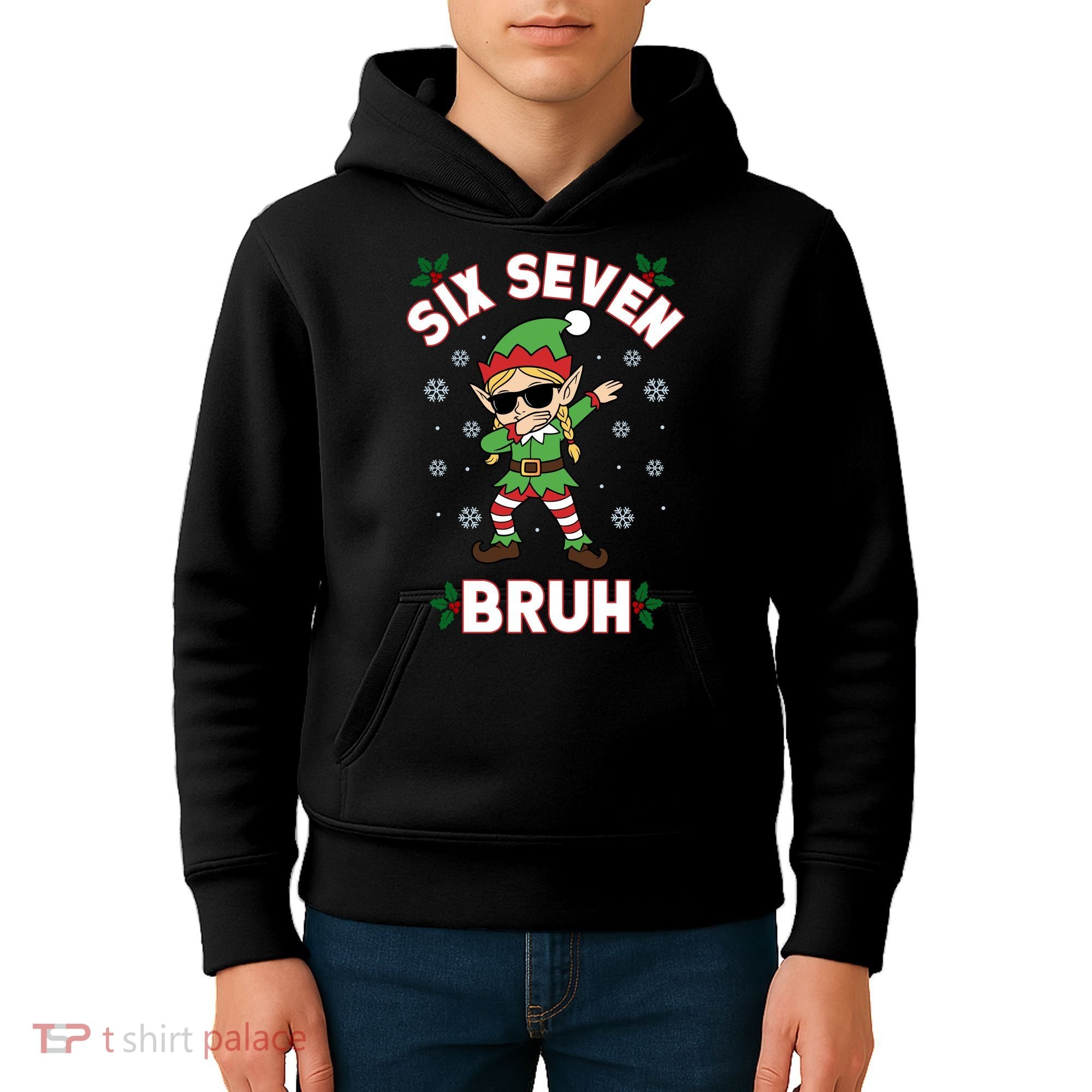 Dabbing Elf Six Seven Bruh Christmas 67 Meme Xmas Kids Hoodie