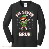 Dabbing Elf Six Seven Bruh Christmas 67 Meme Xmas Kids Long Sleeve Shirt thumb 0