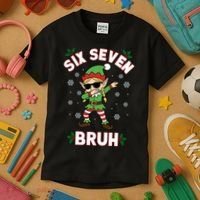 Dabbing Elf Six Seven Bruh Christmas 67 Meme Xmas Kids T-Shirt thumb 3