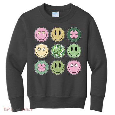 Disco Emoji St Patrick Day Cute Kids Sweatshirt