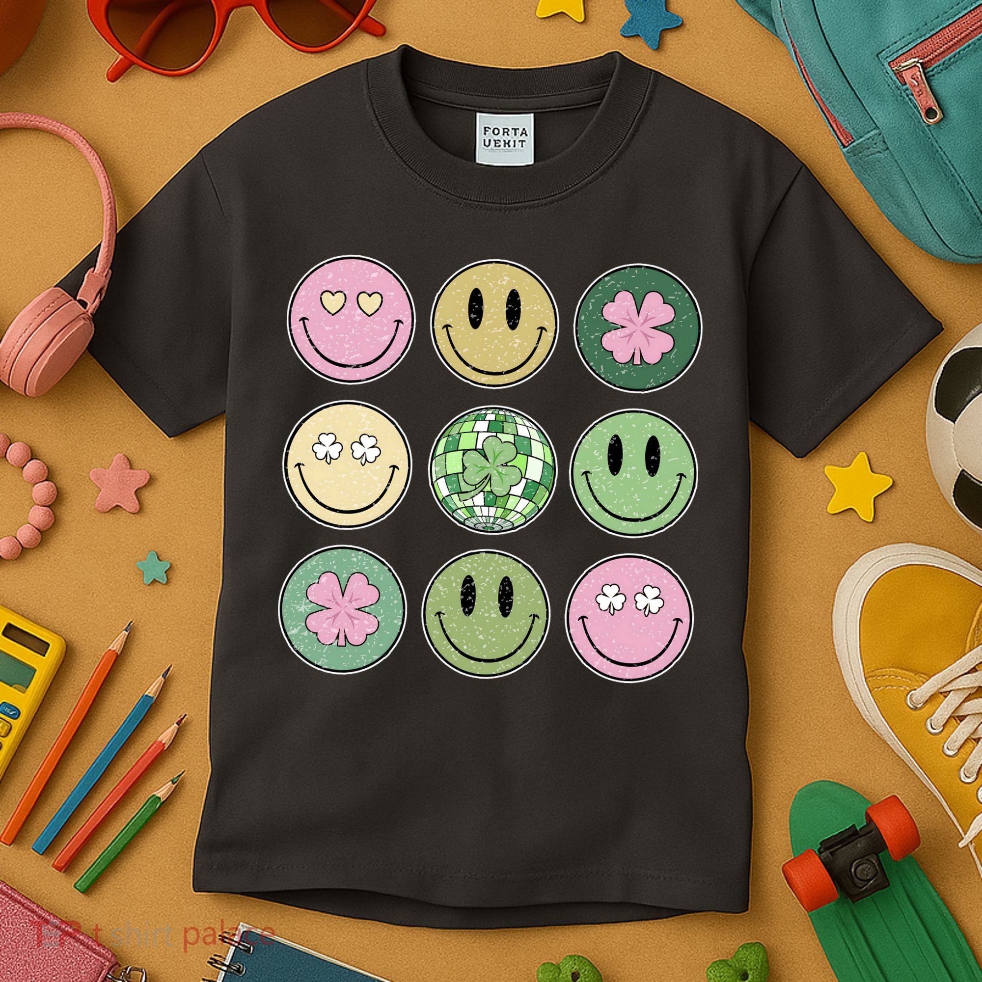Disco Emoji St Patrick Day Cute Kids T-Shirt