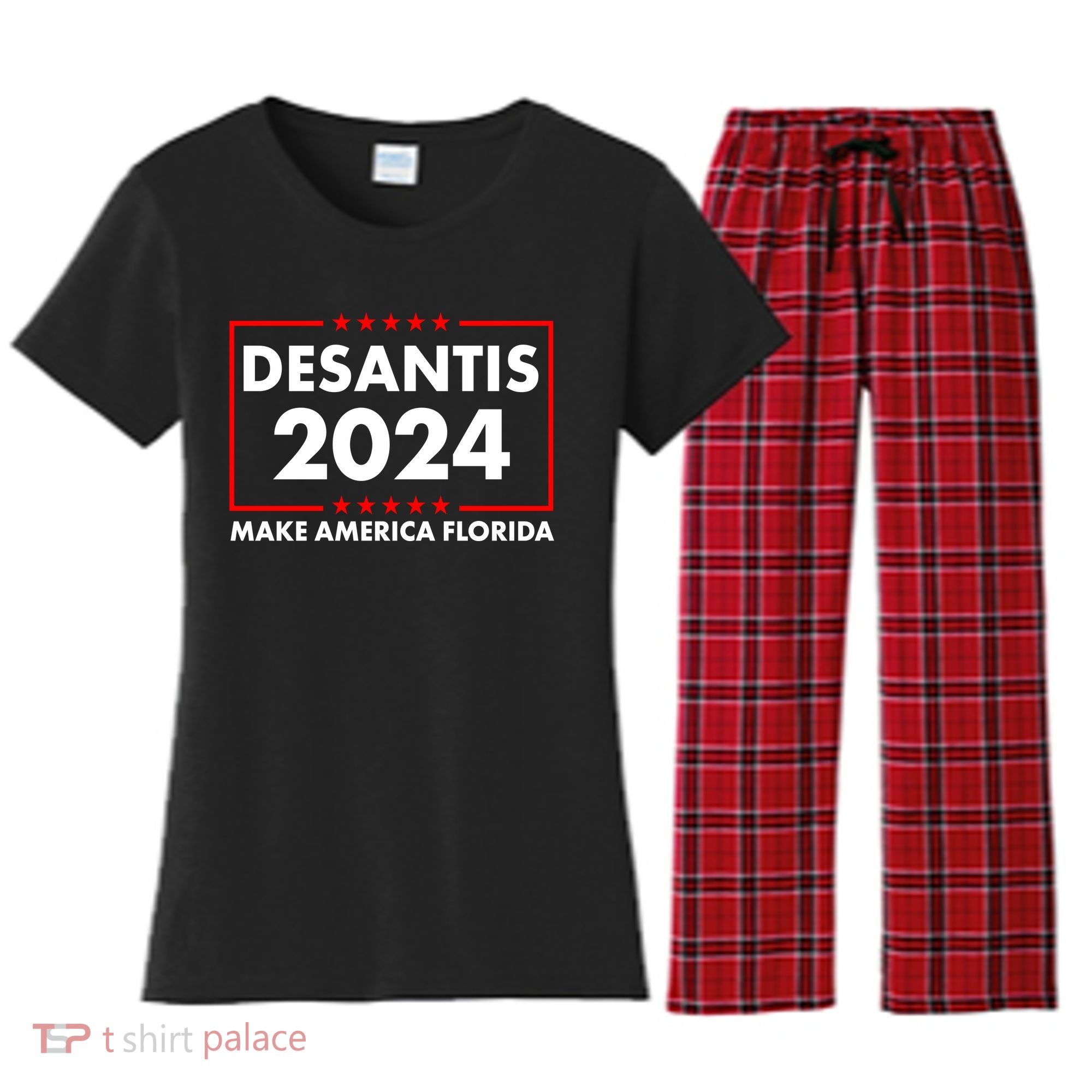 Desantis 2024 Make America Florida Election Logo Women's Flannel Pajama Set
