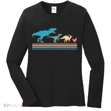 Dinosaur Evolution Trex Velociraptor Chicken Women's Long Sleeve Shirt