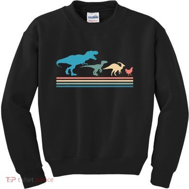 Dinosaur Evolution Trex Velociraptor Chicken Kids Sweatshirt