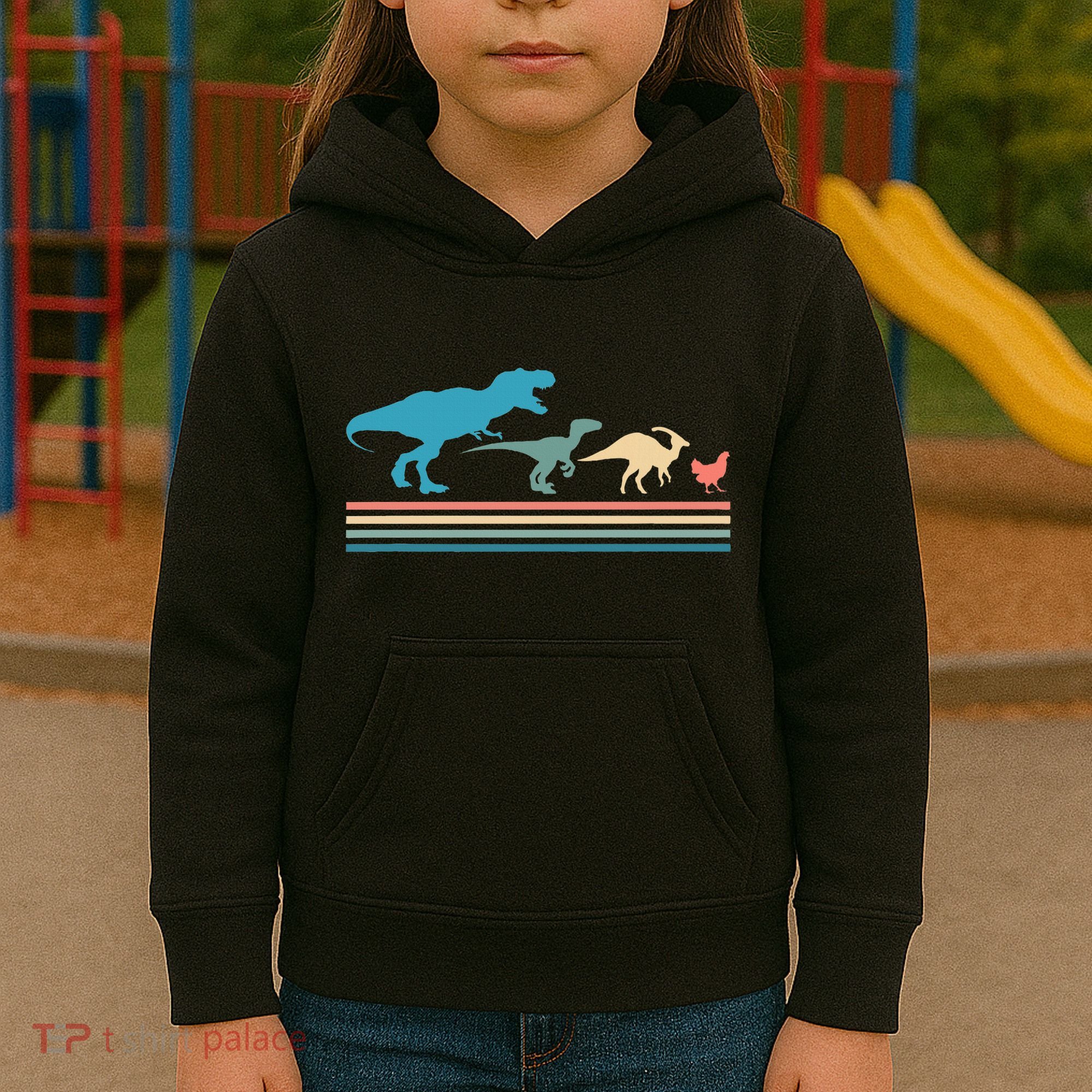 Dinosaur Evolution Trex Velociraptor Chicken Kids Hoodie