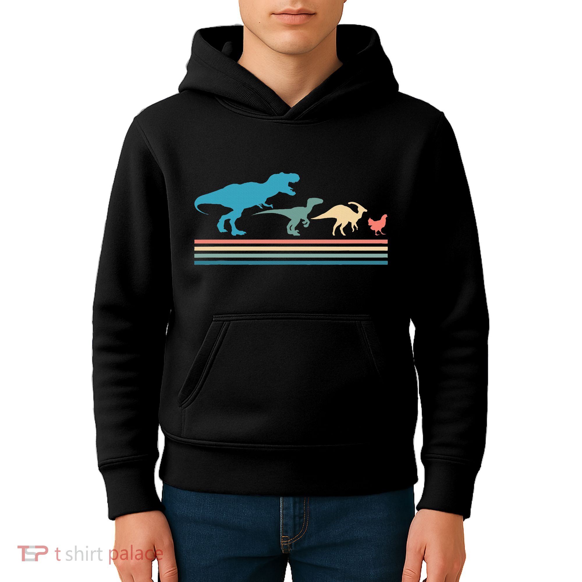 Dinosaur Evolution Trex Velociraptor Chicken Kids Hoodie