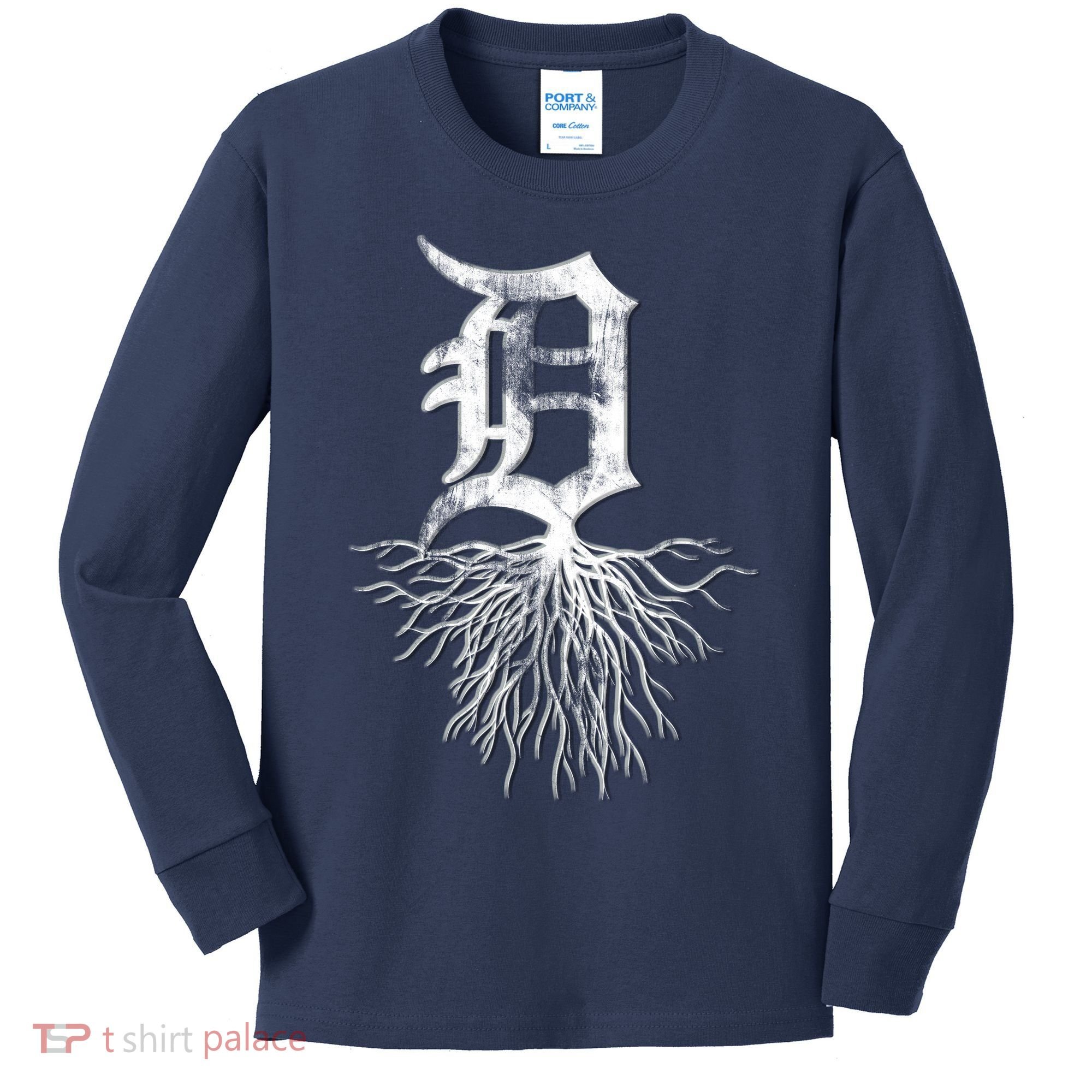 Detroit D Roots Michigan Born Rooted Kids Long Sleeve Shirt
