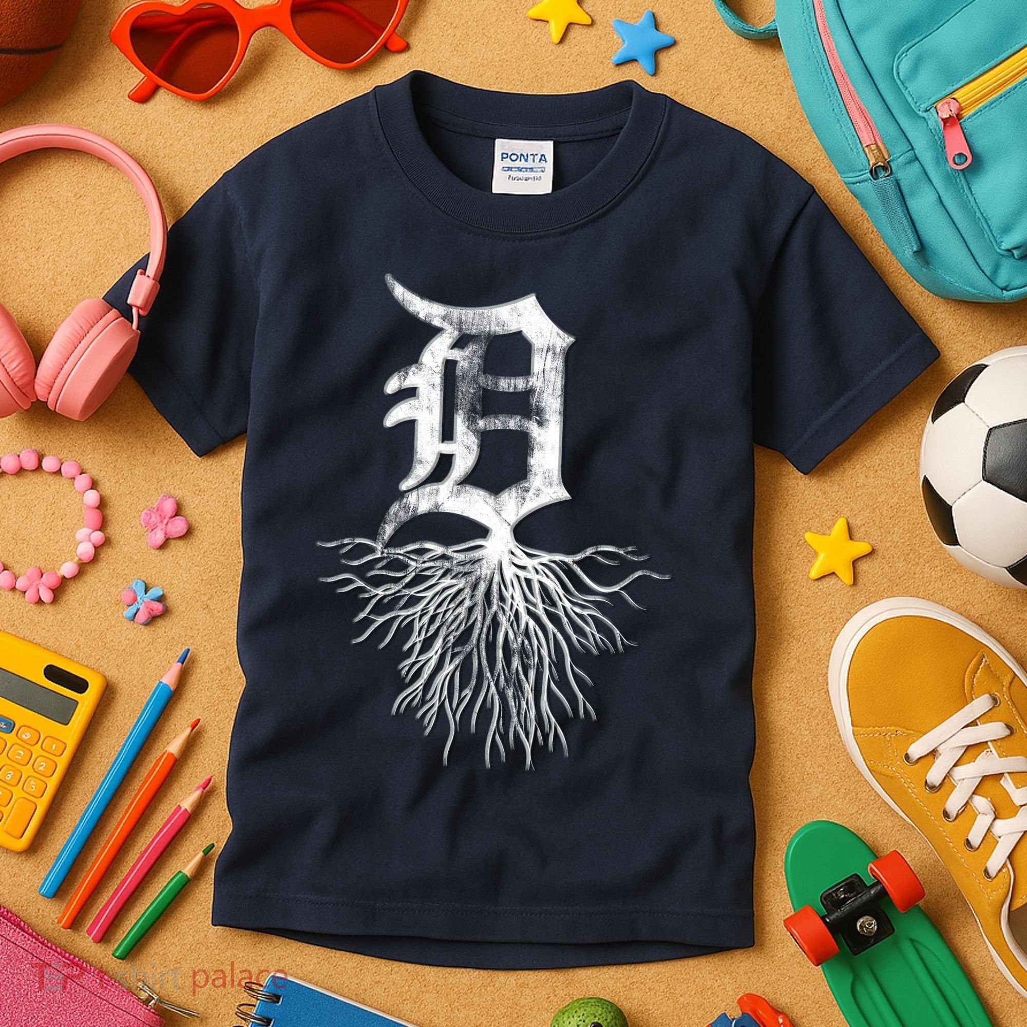 Detroit D Roots Michigan Born Rooted Kids T-Shirt