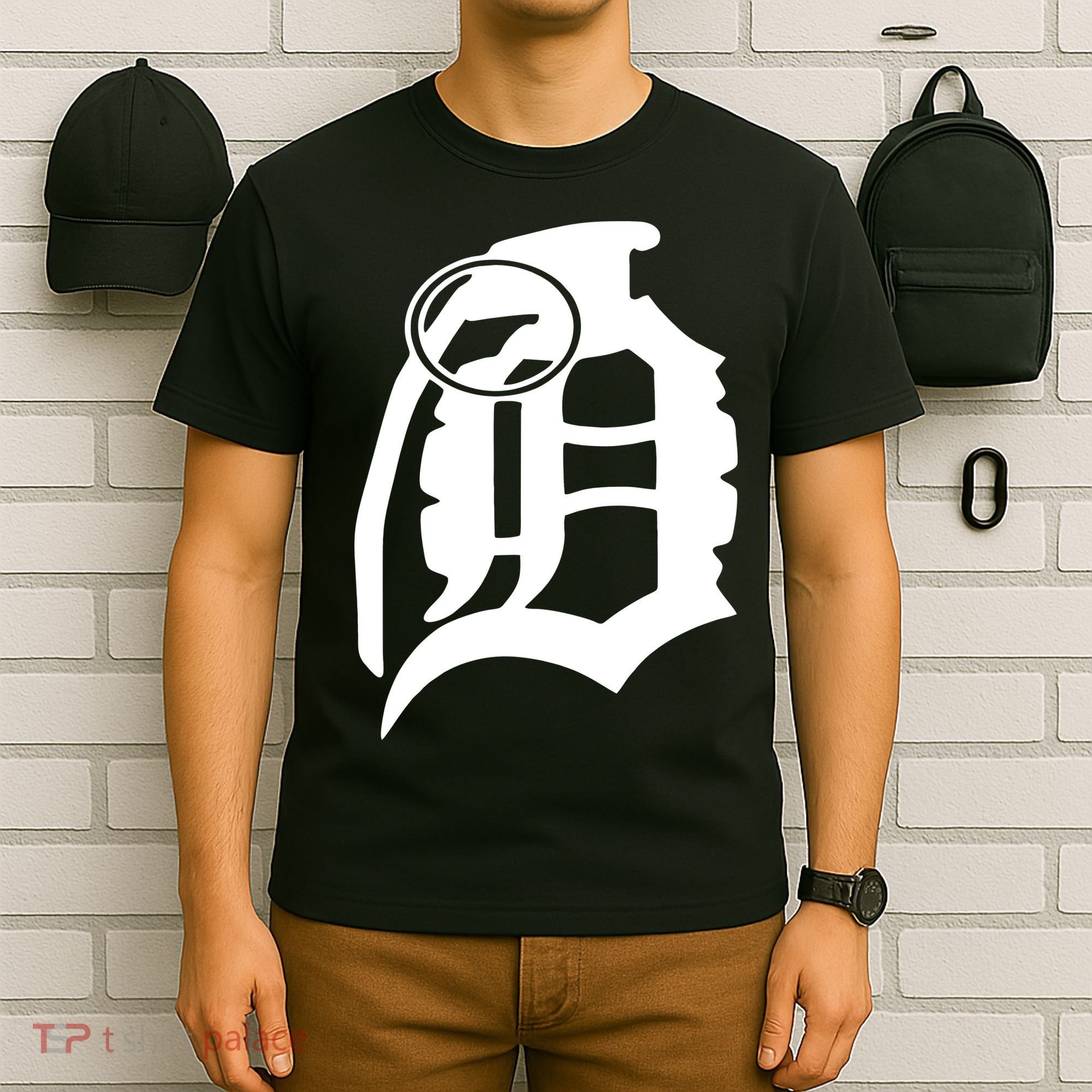 Detroit English D Grenade Michigan Logo T-Shirt