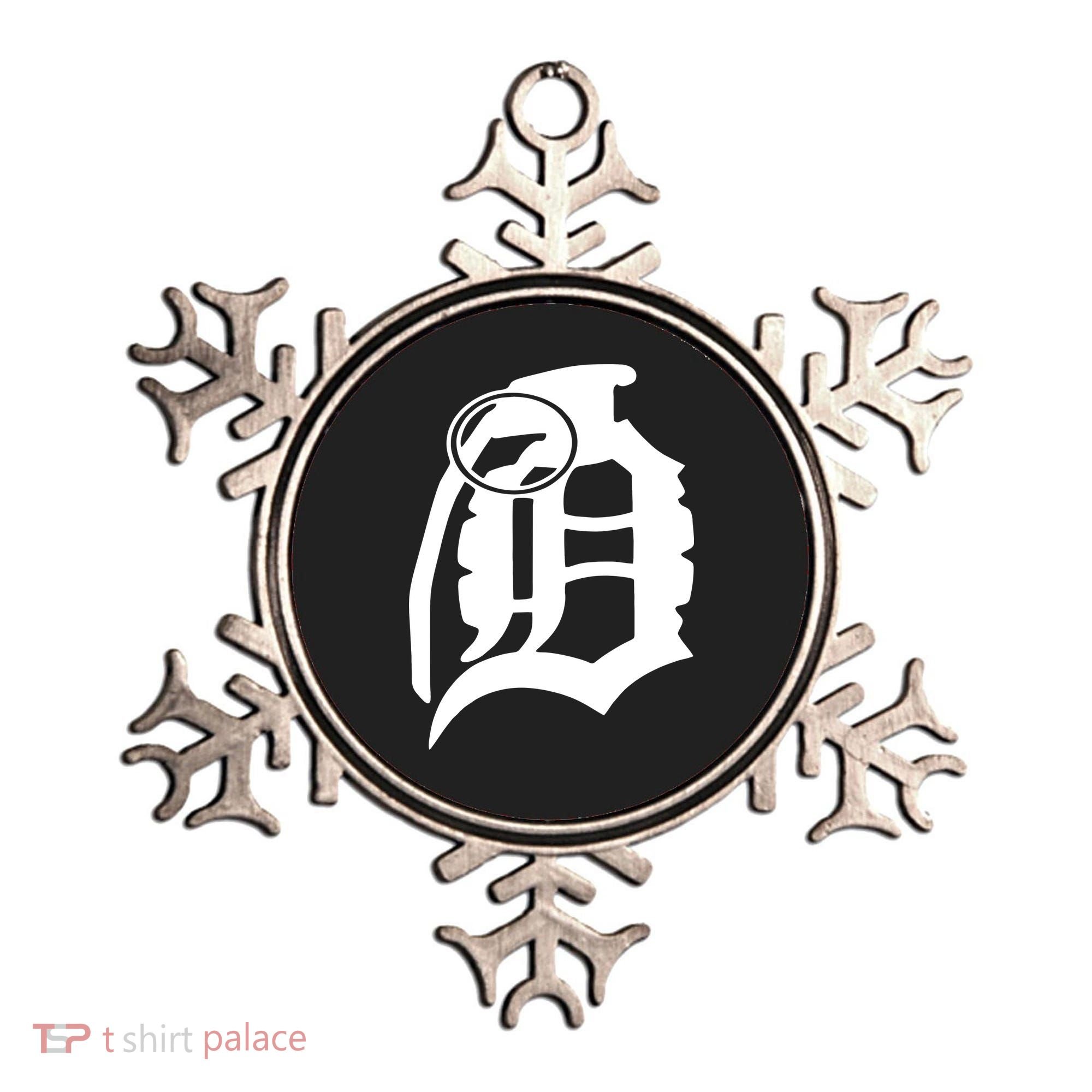 Detroit English D Grenade Michigan Logo Ornament