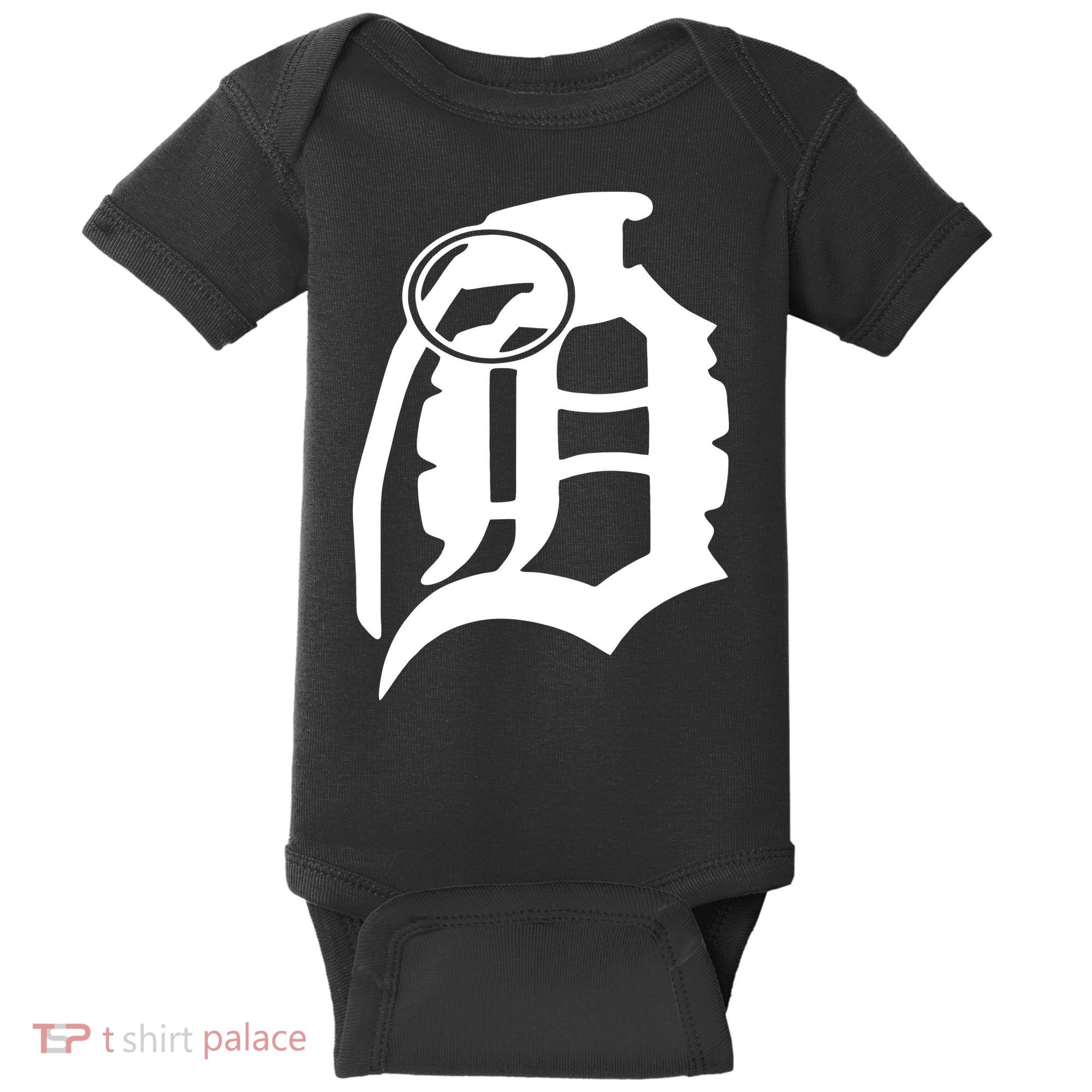 Detroit English D Grenade Michigan Logo Baby Bodysuit