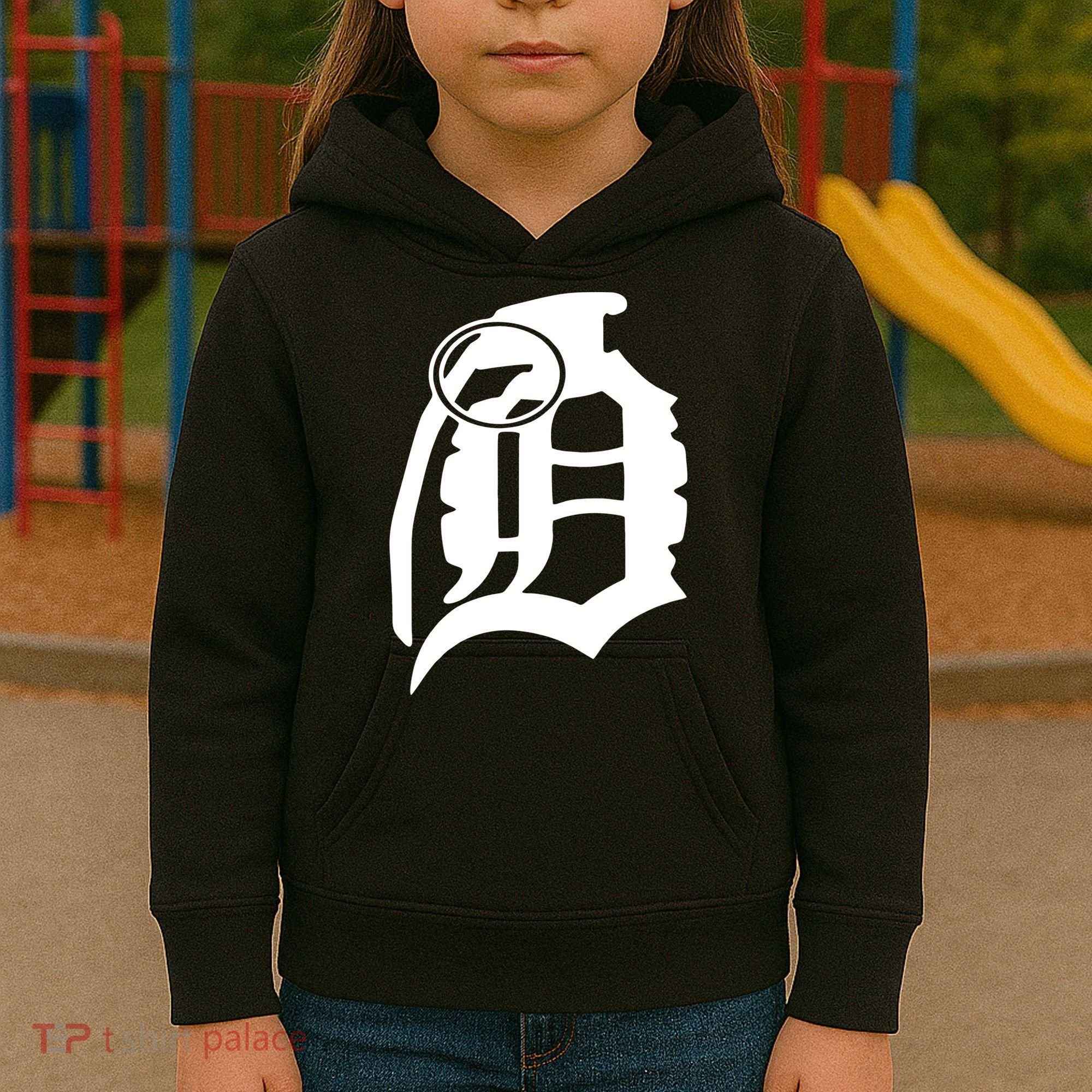 Detroit English D Grenade Michigan Logo Kids Hoodie