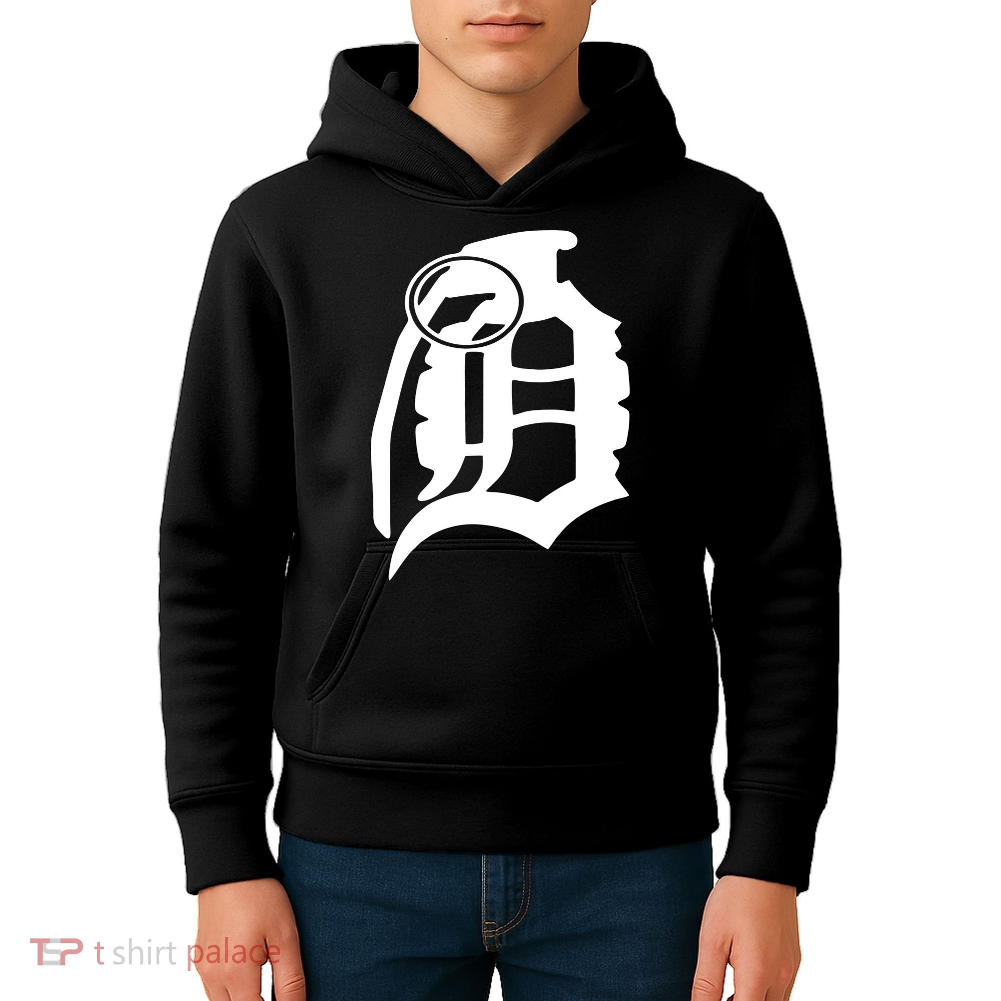 Detroit English D Grenade Michigan Logo Kids Hoodie
