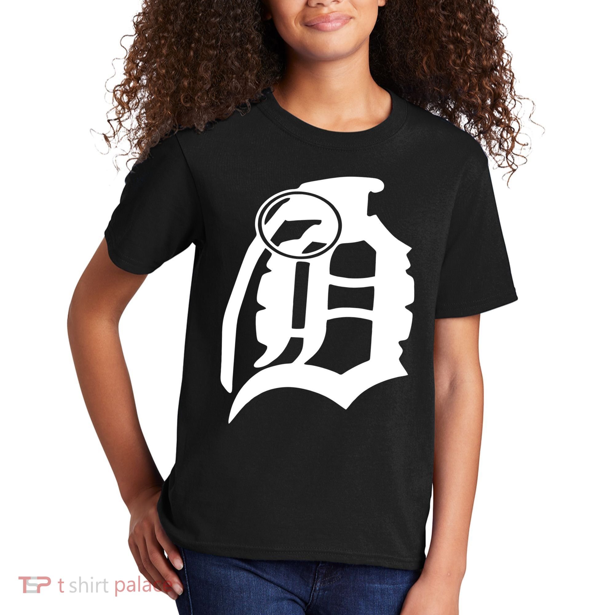 Detroit English D Grenade Michigan Logo Kids T-Shirt