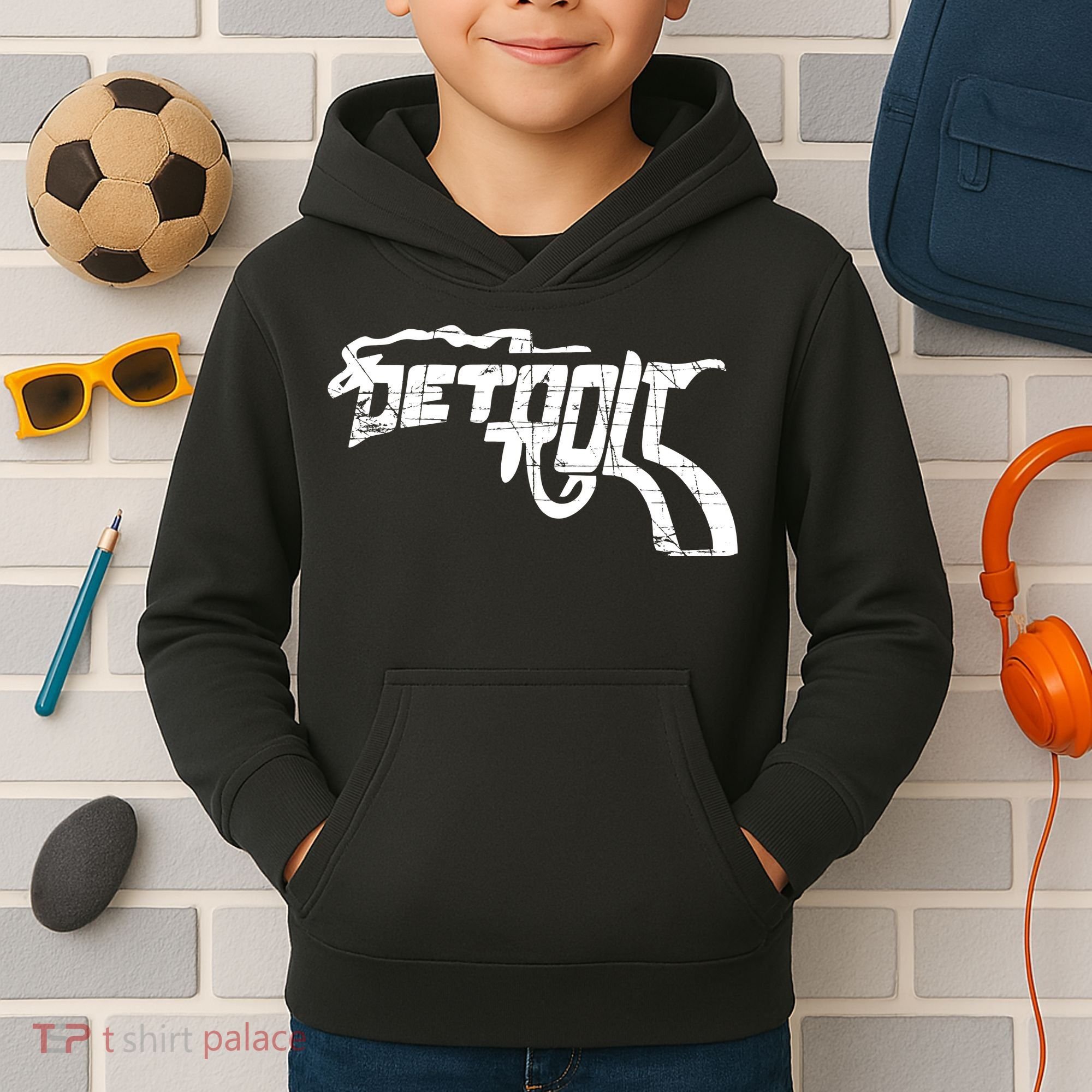 Detroit Gun n Smoke Revolver Kids Hoodie