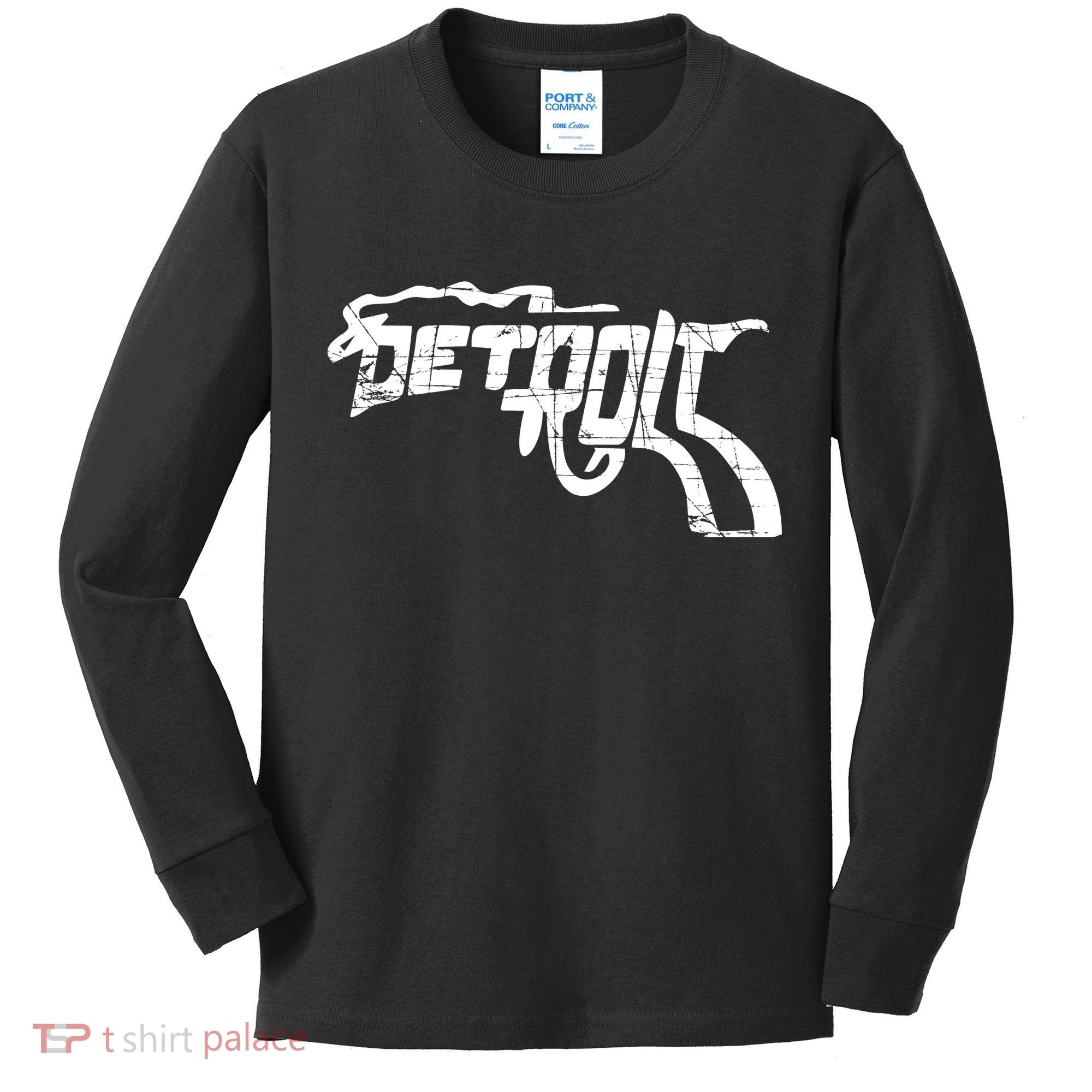 Detroit Gun n Smoke Revolver Kids Long Sleeve Shirt