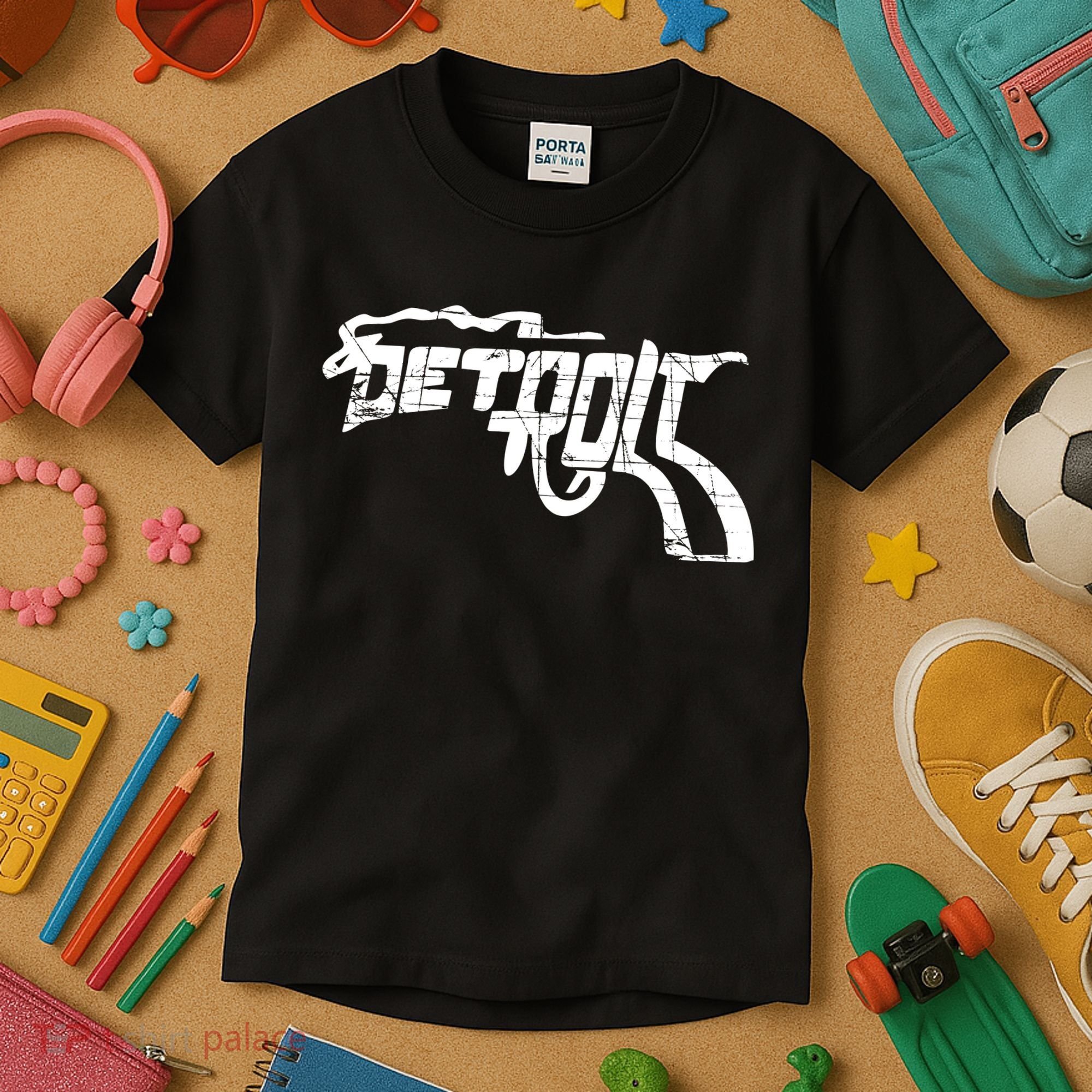 Detroit Gun n Smoke Revolver Kids T-Shirt