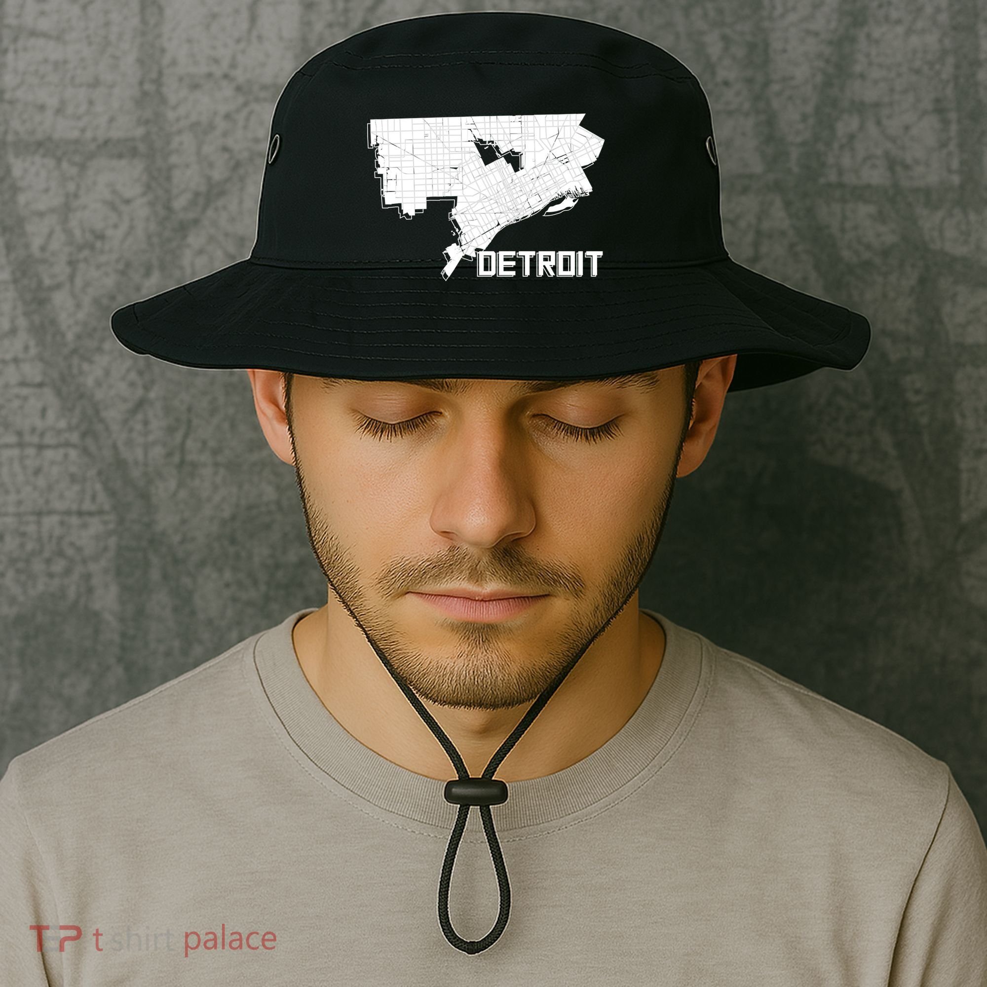 Detroit Illustration Map Bucket Hat